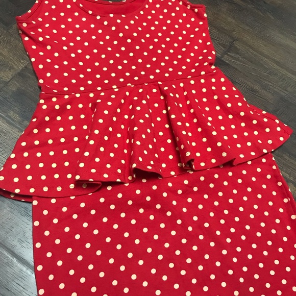 Forever 21 Peplum BodyCon Red Polka Dot Mini Dress - Picture 3 of 5